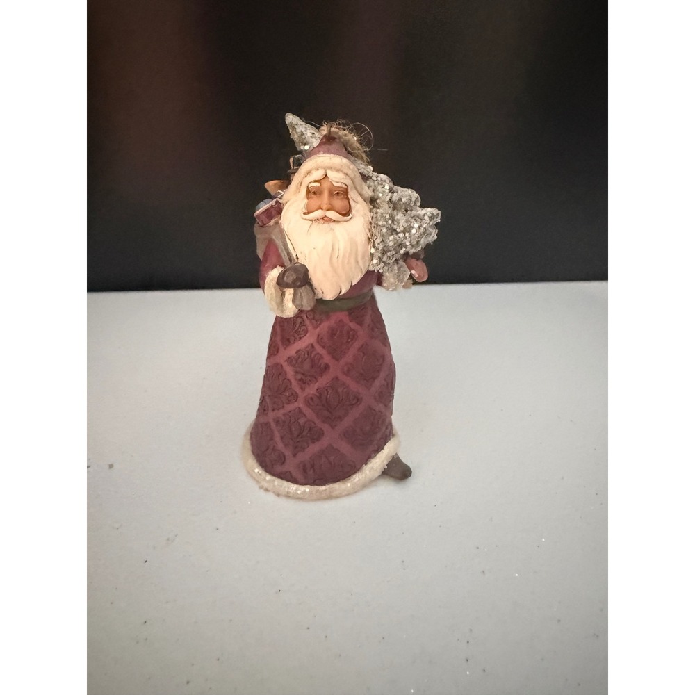 Jim Shore Heartwood Creek Victorian Santa Ornament Burgundy Damask 2017